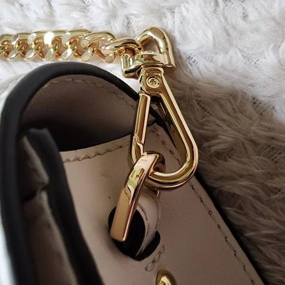 Chic Michael Kors Tan White Chain Strap Bag